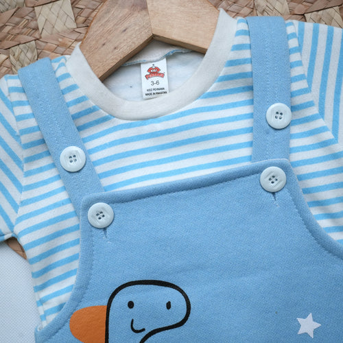Cute Dinosaur Printed Winter Full Sleeve Shirt & Suspender Romper