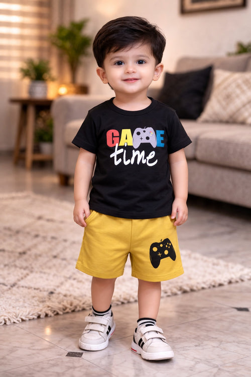🎮 Game Time Kids Summer Suit – Boys 2 Pcs T-Shirt & Shorts Set