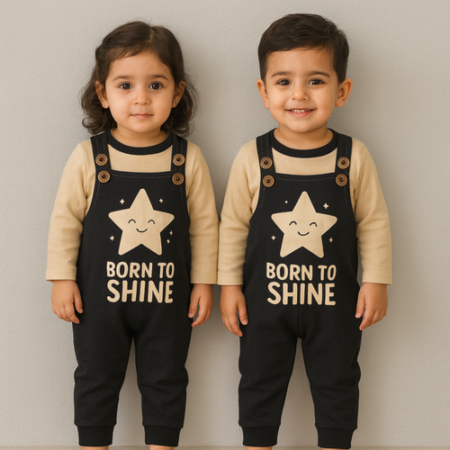Born To Shine Star Print Winter Baby Romper