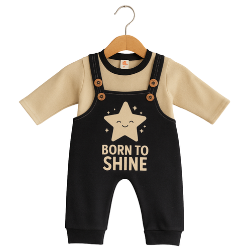 Born To Shine Star Print Winter Baby Romper