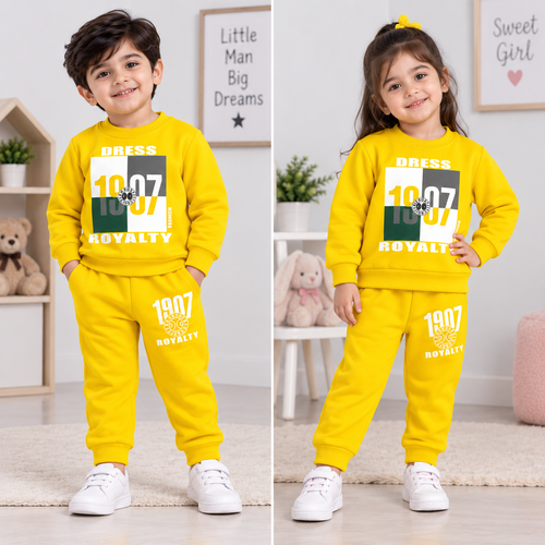 Yellow 1907 Royalty Kids Winter Tracksuit Set