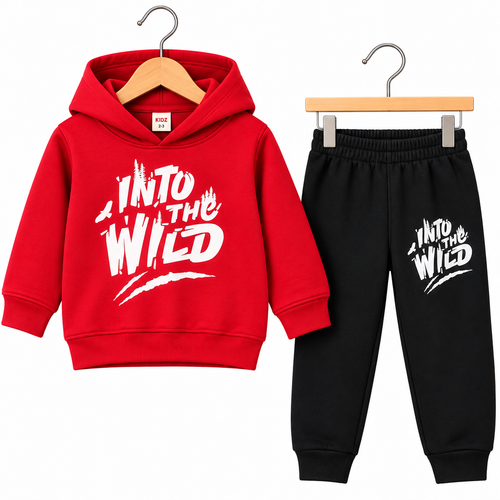 Red Winter Into the Wild Kids Hoodie Tracksuit Set