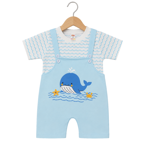 Baby Boys Whale Print Summer Romper Set