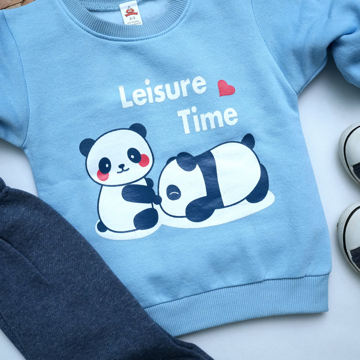 Leisure Time Panda Print Kids Winter Tracksuit Set for Boys & Girls - fleece (view 3)