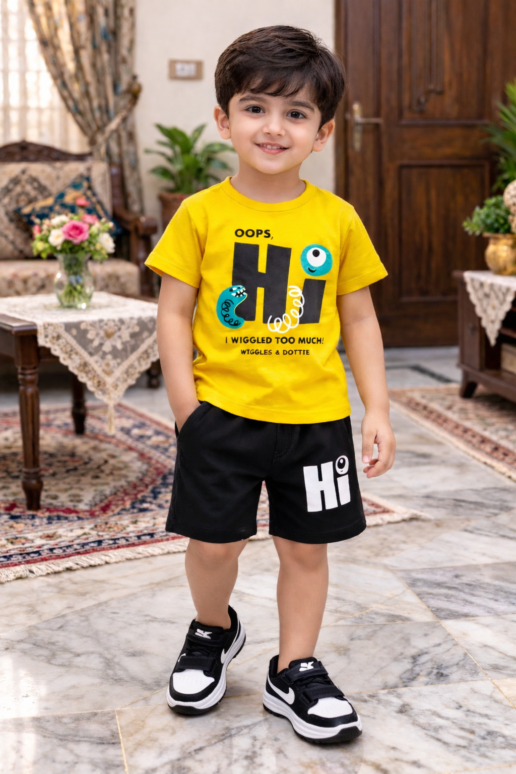 Yellow Hi Printed Summer Outfit - monster print outfit (view 2)