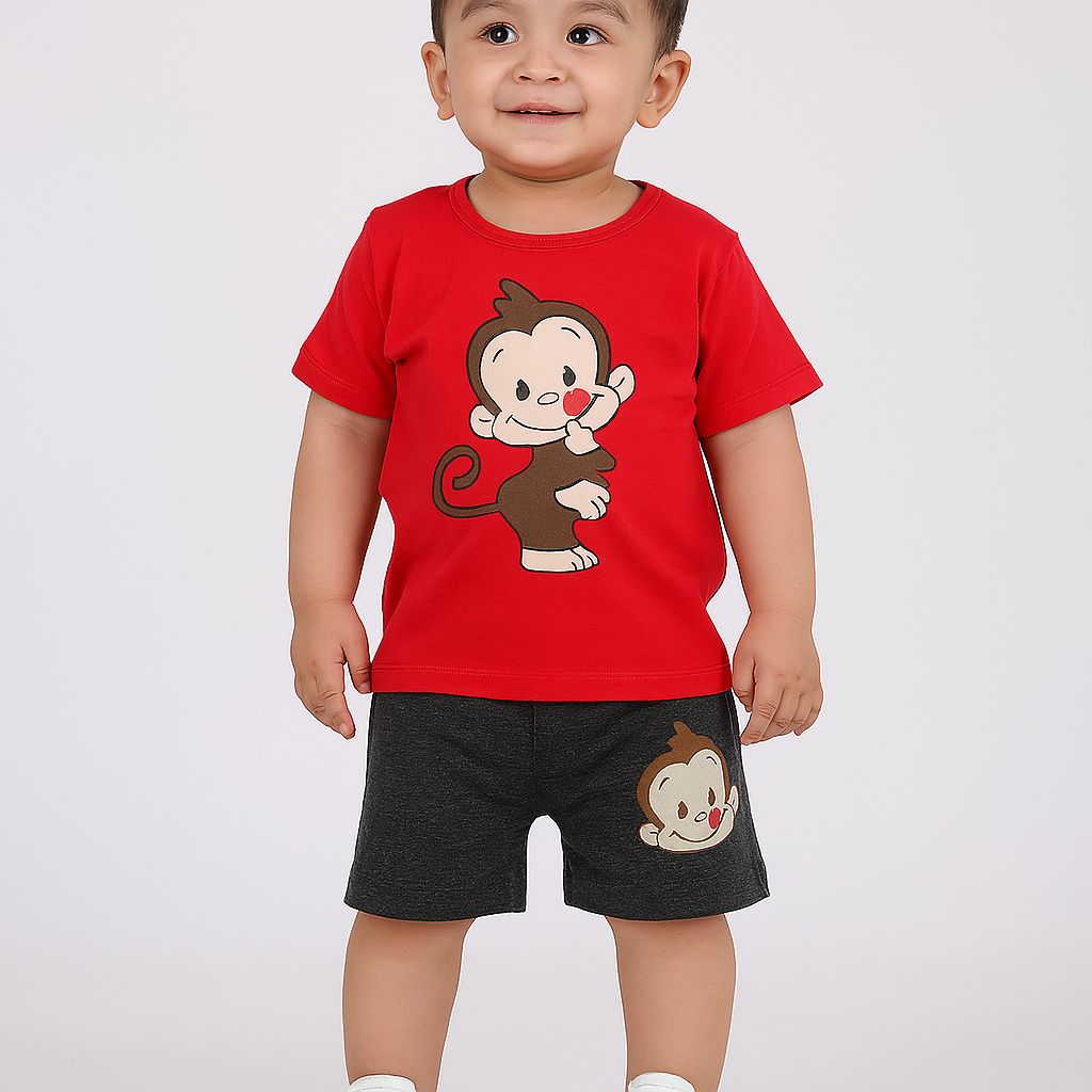 Cute Monkey Print Baba Suit - baby summer set (view 2)