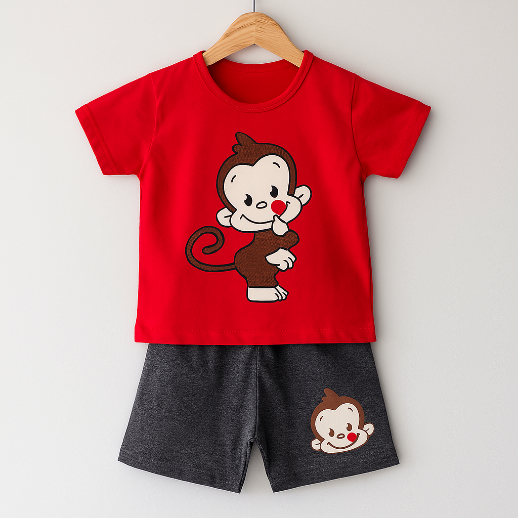 Cute Monkey Print Baba Suit - baby summer set (view 3)