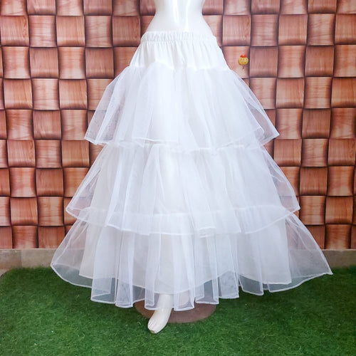 White Cancan Skirt Petticoat for Lehenga & Maxi | Sizes 24-46 Inches