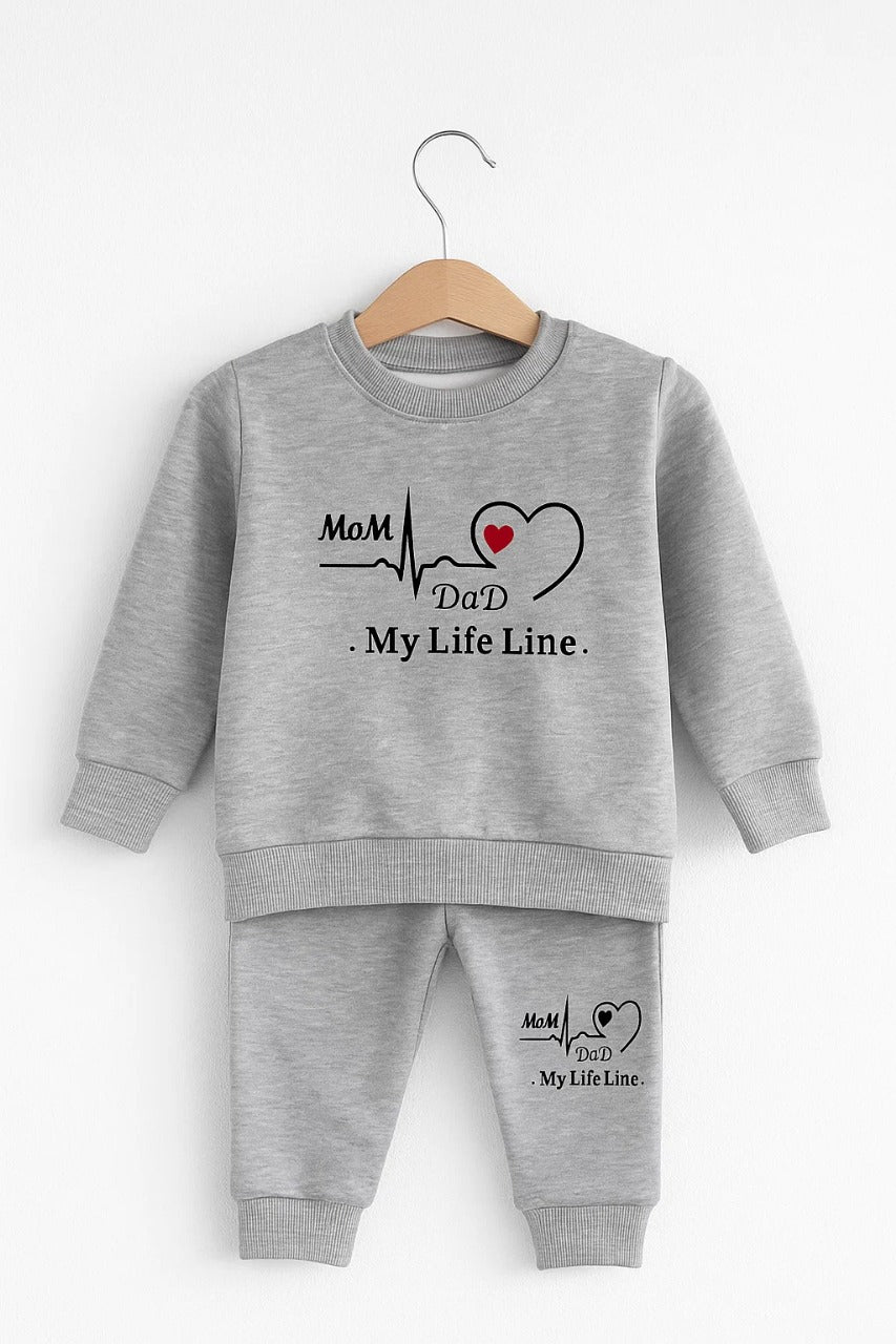 Mom Dad My Life Line Kids Winter Tracksuit Set for Boys & Girls - fleece (view 2)