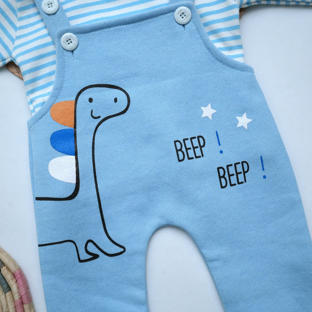 Cute Dinosaur Printed Full Sleeve Shirt & Suspender Romper - dinosaur print romper (view 3)