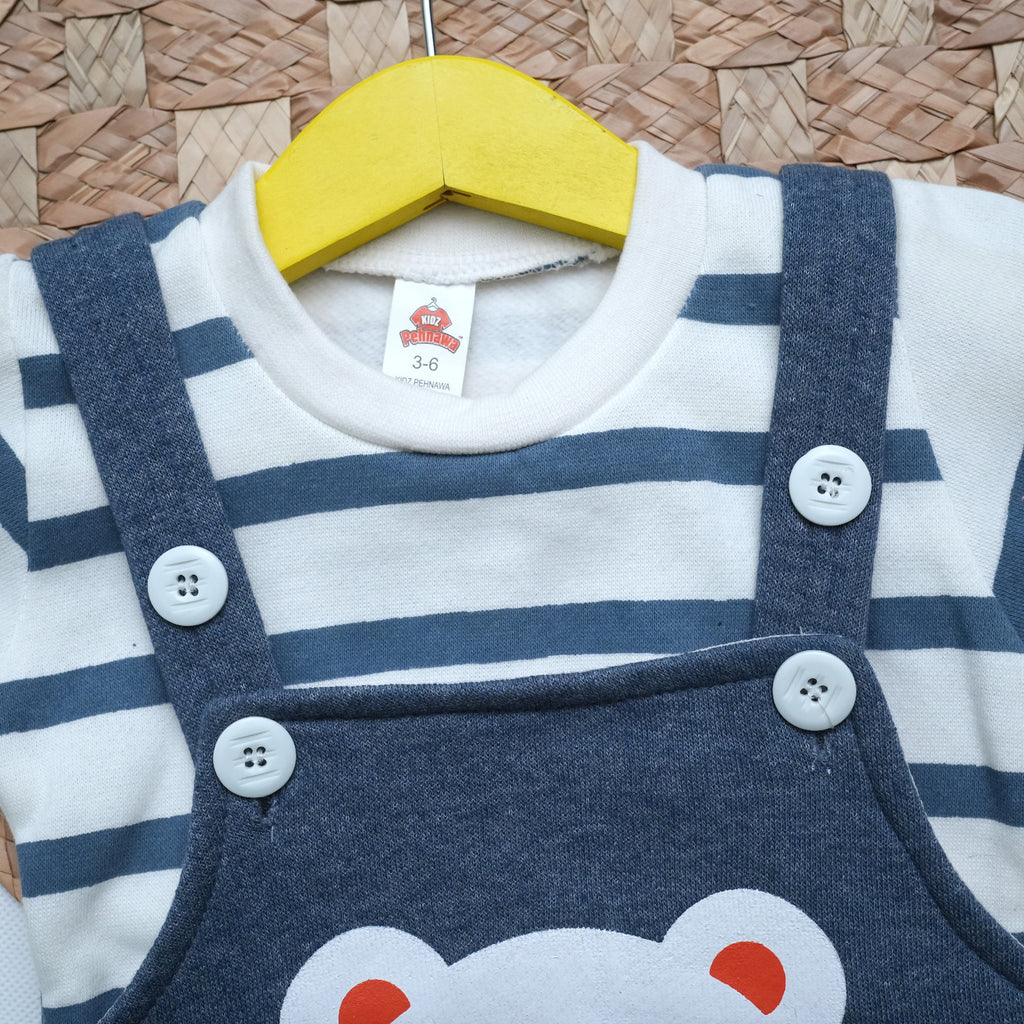 Cute Bear Full Sleeve Shirt & Suspender Romper - bear print romper (view 4)