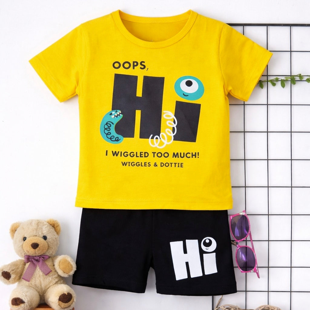 Yellow Hi Printed Summer Outfit - monster print outfit (view 3)