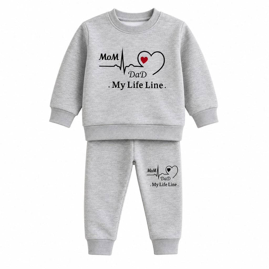 Mom Dad My Life Line Kids Winter Tracksuit Set for Boys & Girls - fleece (view 1)