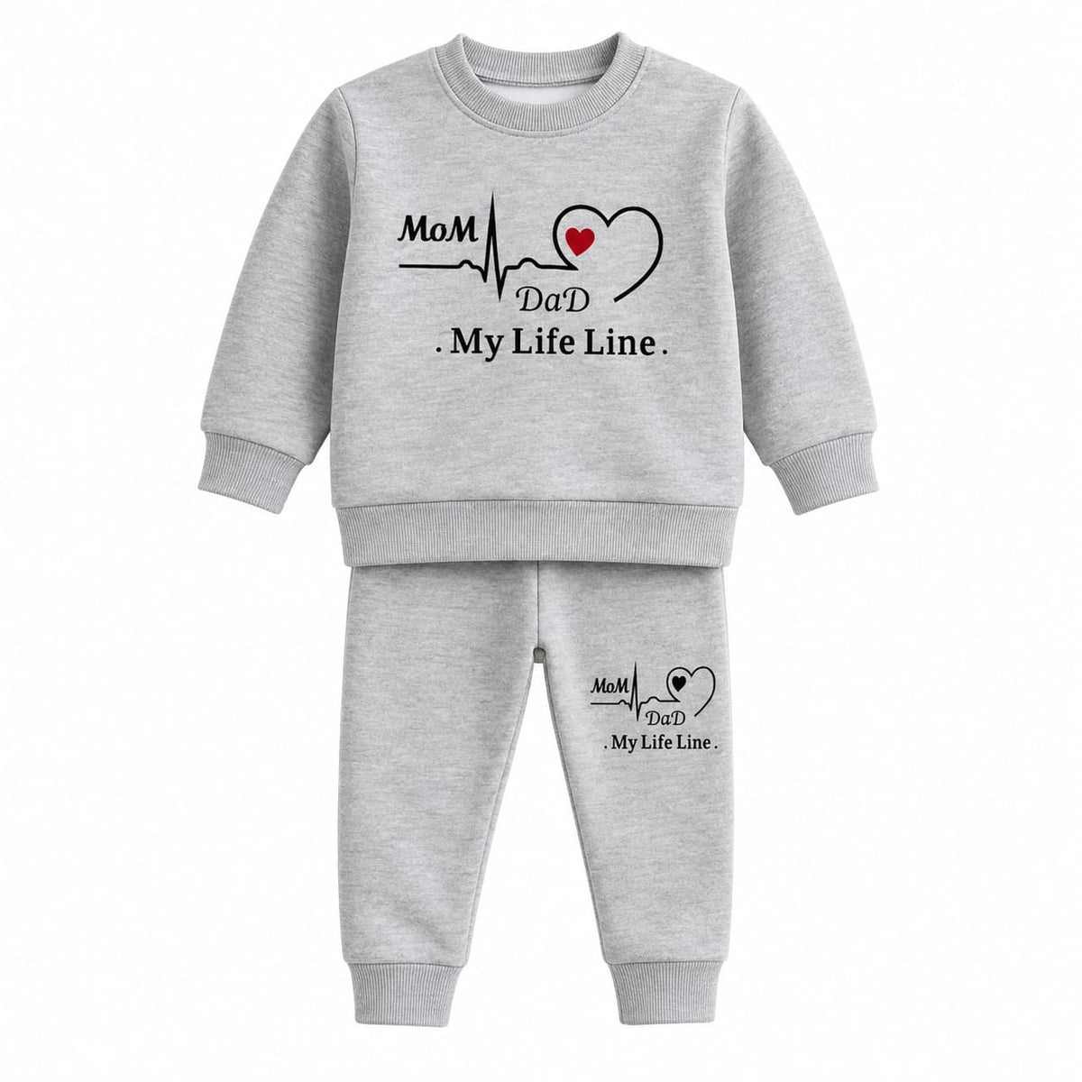 Mom Dad My Life Line Kids Winter Tracksuit Set for Boys & Girls - fleece (view 1)