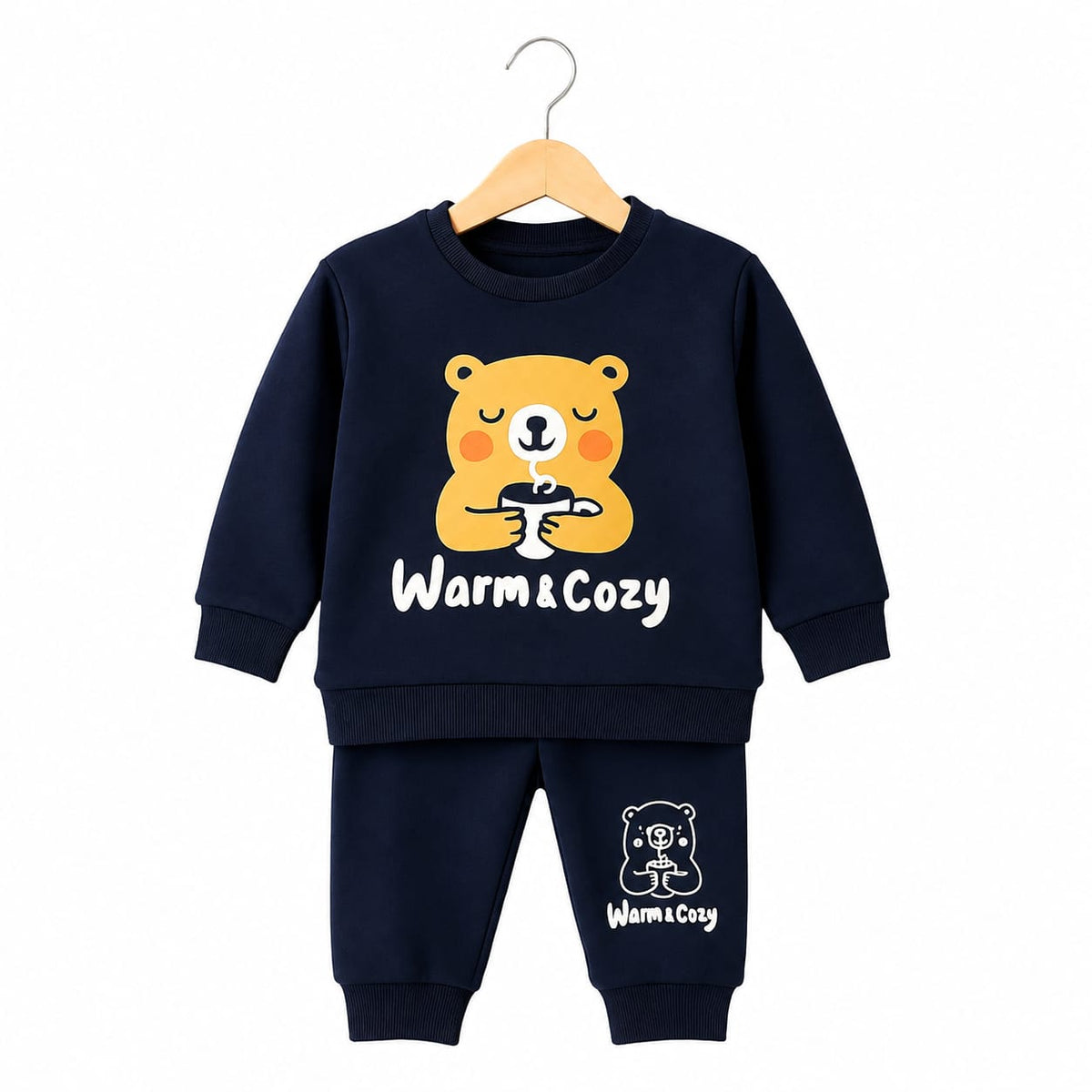 Warm & Cozy Bear Print Kids Tracksuit Set for Boys & Girls - bear print tracksuit (view 1)