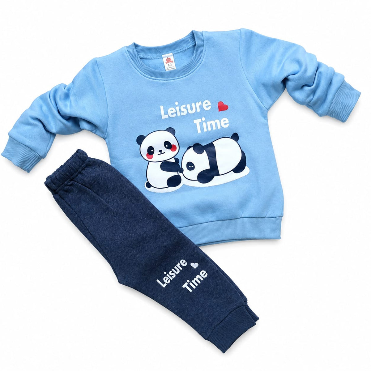 Leisure Time Panda Print Kids Winter Tracksuit Set for Boys & Girls - fleece (view 1)