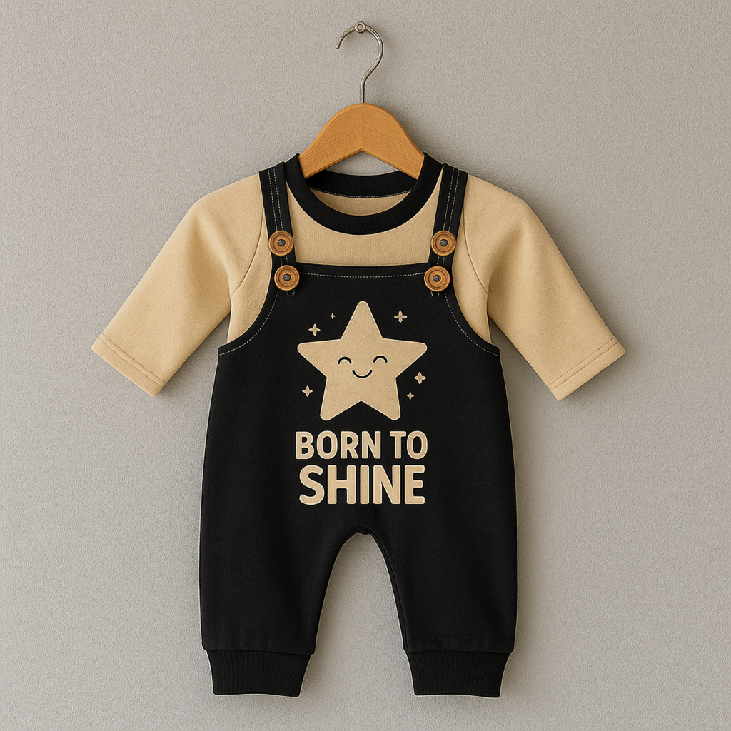 Born To Shine Star Print Baby Romper - fleece romper (view 3)
