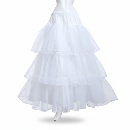 White Cancan Skirt Petticoat for Lehenga & Maxi | Sizes 24-46 Inches