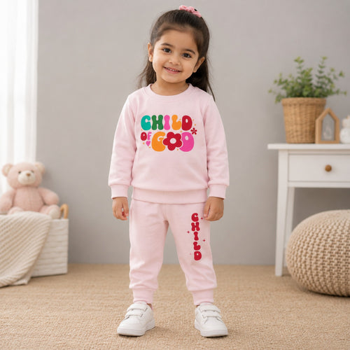 Child of God Print Kids Winter Tracksuit Set for Girls - child of god tracksuit (view 2)