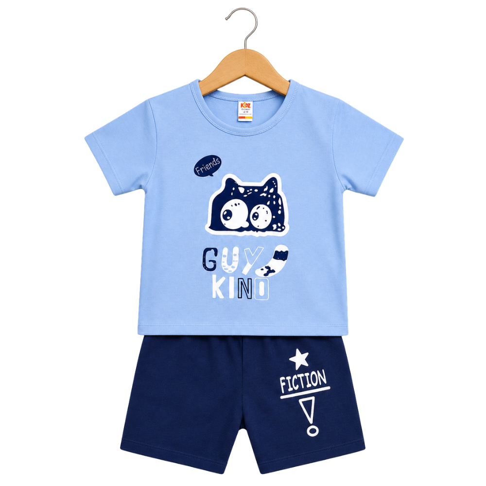 Kids Baby Boys & Girls Summer Jersey Cotton T-Shirt Shorts Set - jersey cotton outfit (view 1)