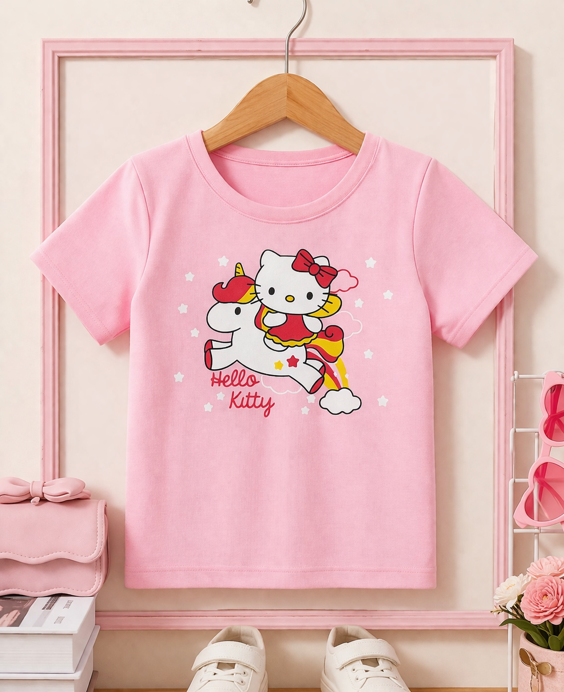 Cute Hello Kitty Unicorn Girls T-Shirt 🦄 - hello kitty t-shirt (view 3)