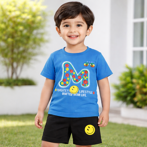 Baby Boy & Baby Girl Smiley Face Printed Summer Set