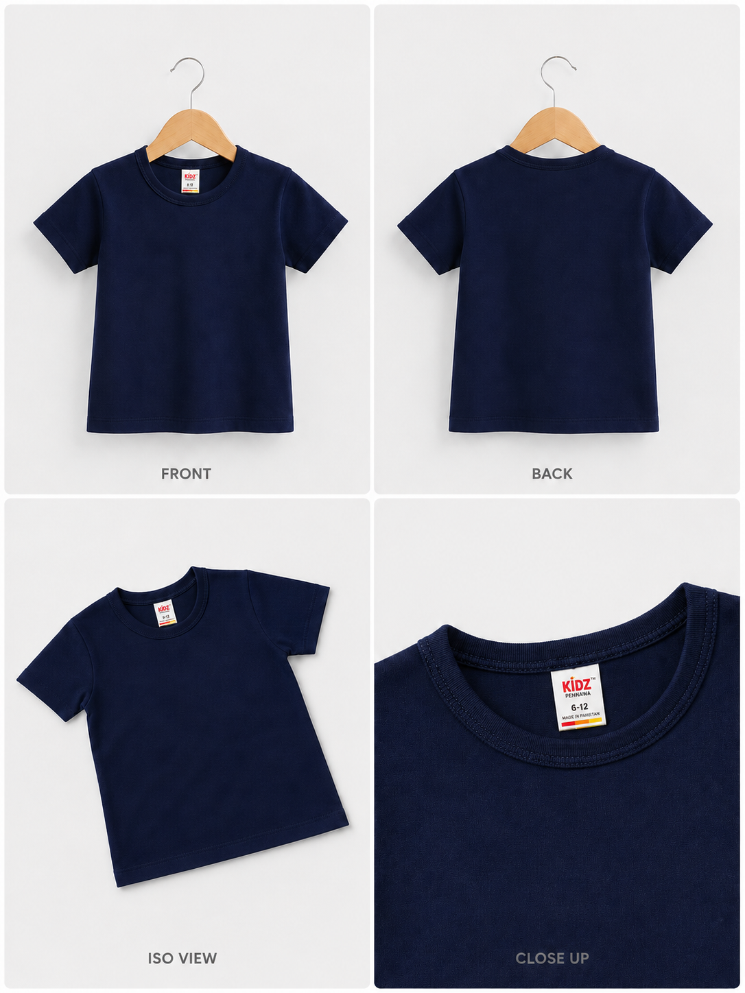 Plain Navy Blue Kids T Shirt PC Jersey Fabric Baby Boys Girls - jersey cotton (view 2)