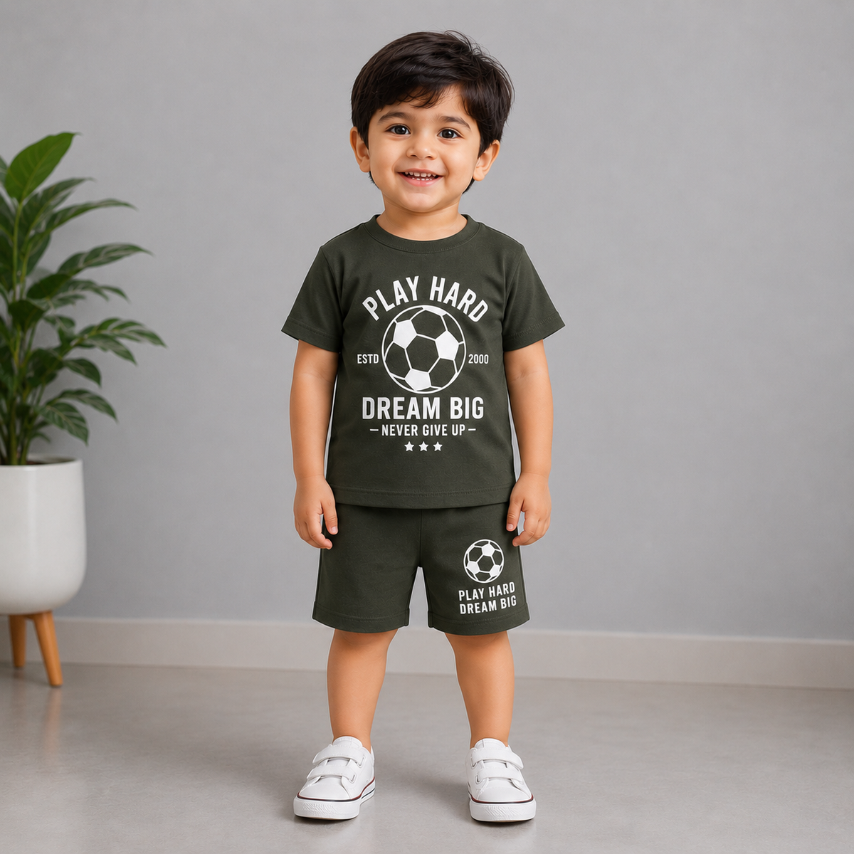 Baby Boys Football Print T-Shirt & Shorts Set - football print outfit (view 2)