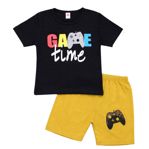 🎮 Game Time Kids Summer Suit – Boys 2 Pcs T-Shirt & Shorts Set