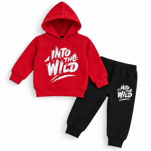 Red Winter Into the Wild Kids Hoodie Tracksuit Set