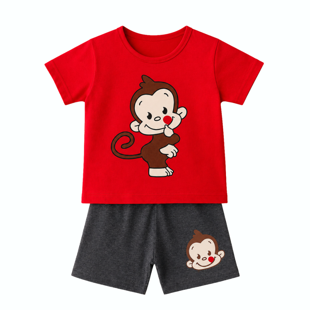 Cute Monkey Print Baba Suit - baby summer set (view 1)