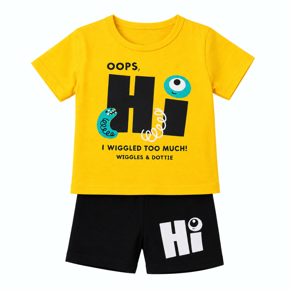 Yellow Hi Printed Summer Outfit - monster print outfit (view 1)