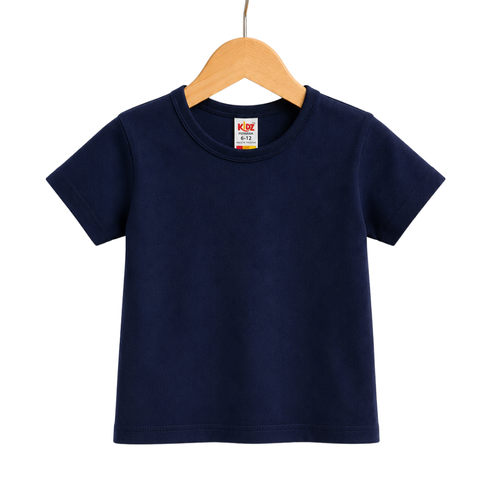 Plain Navy Blue Kids T Shirt PC Jersey Fabric Baby Boys Girls - jersey cotton (view 1)