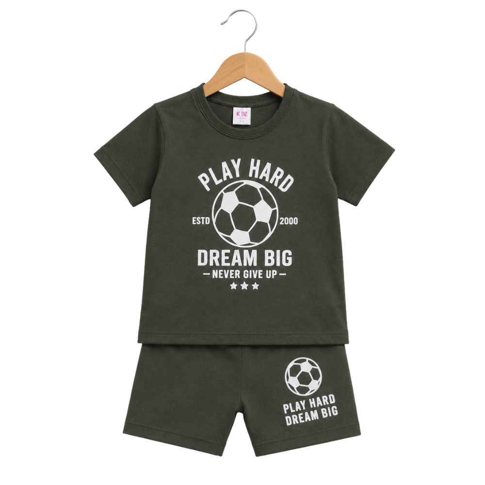 Baby Boys Football Print T-Shirt & Shorts Set - football print outfit (view 1)