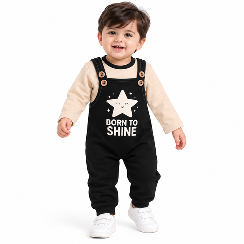 Born To Shine Star Print Winter Baby Romper