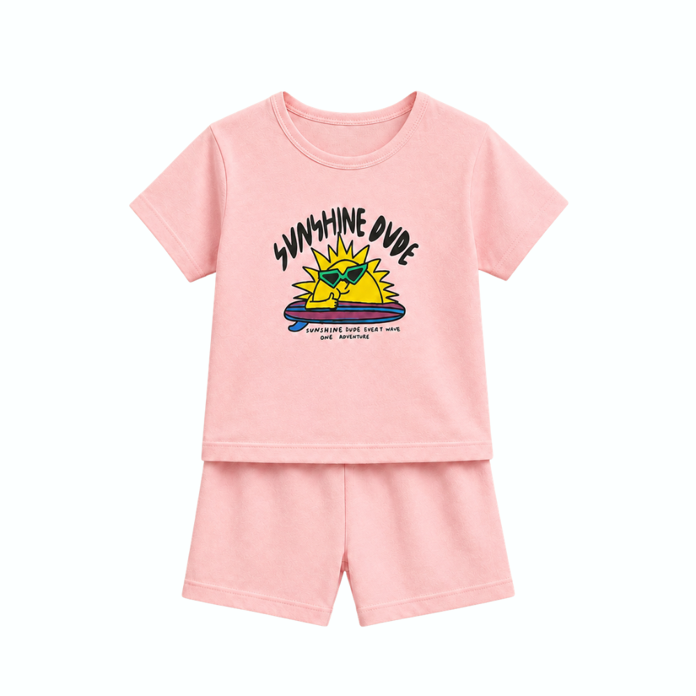 Sunshine Print T-Shirt & Shorts Suit - kids summer set (view 1)
