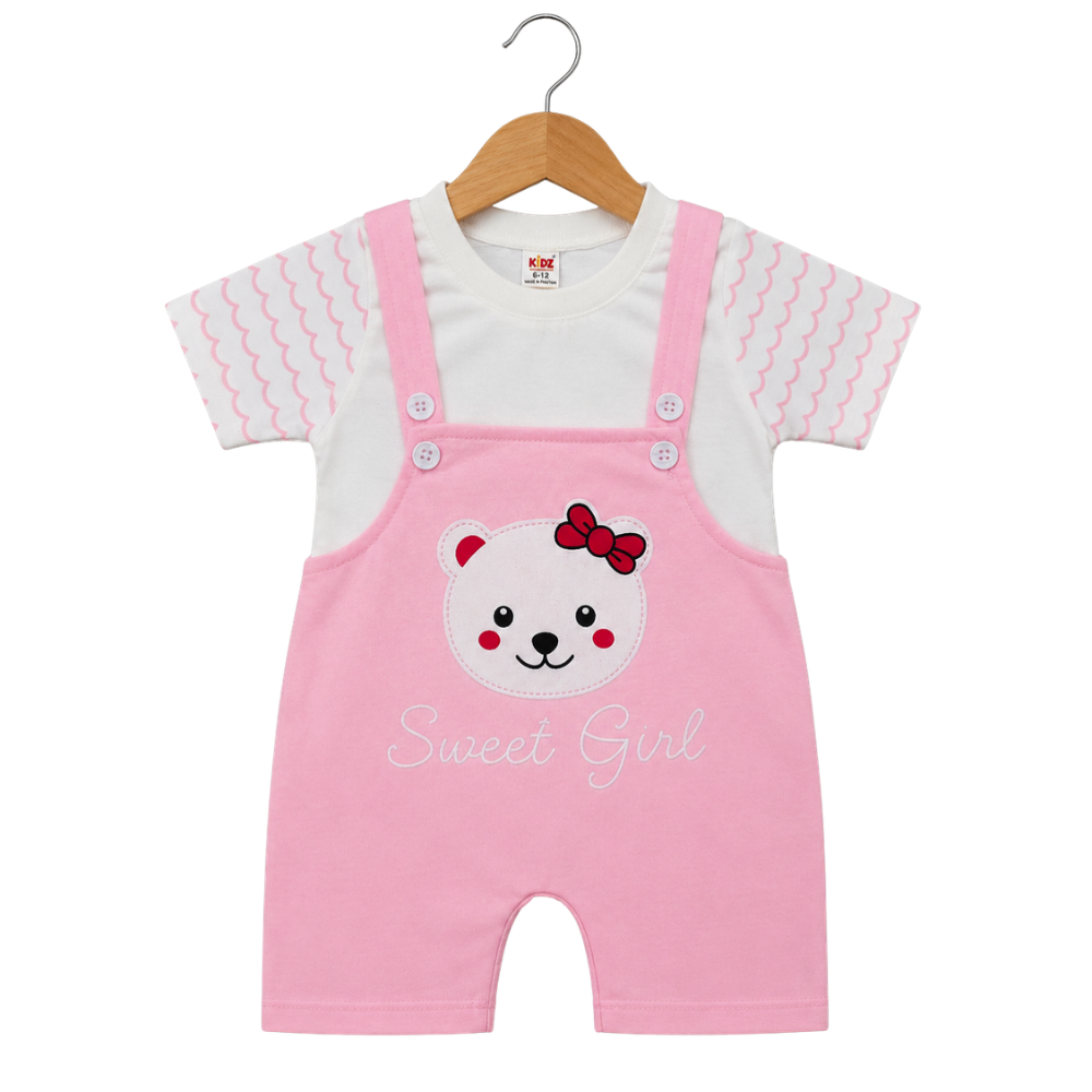 Baby Girl Bear Print 2 Piece Romper - baby girl romper (view 1)