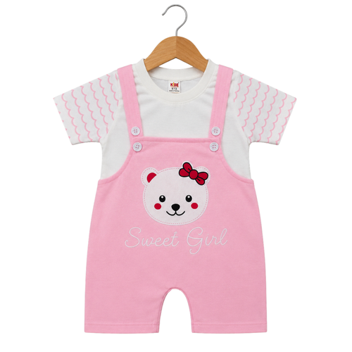 Baby Girl Bear Print Summer 2 Piece Romper