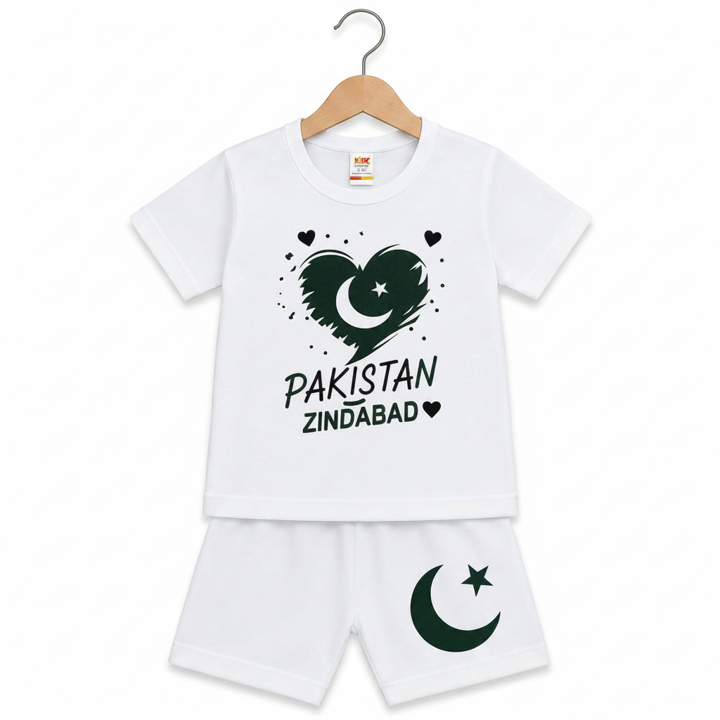 Pakistan Zindabad Kids Outfit - White Background